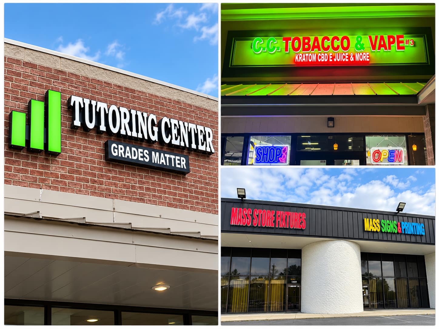 Exterior signs that pull traffic off the road